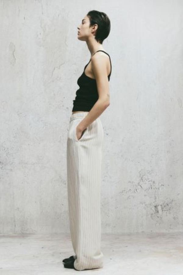 Linen-Blend Pull-On Trousers