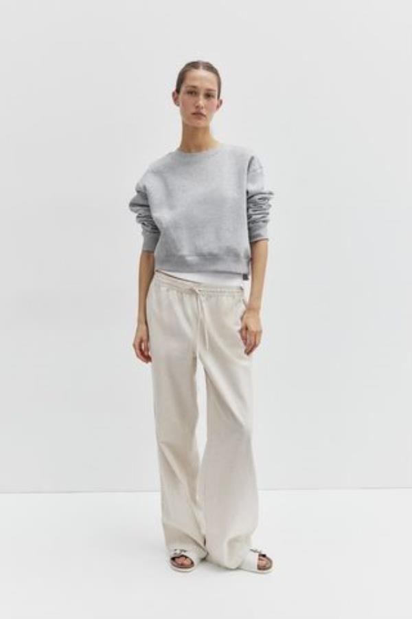 Linen-Blend Pull-On Trousers