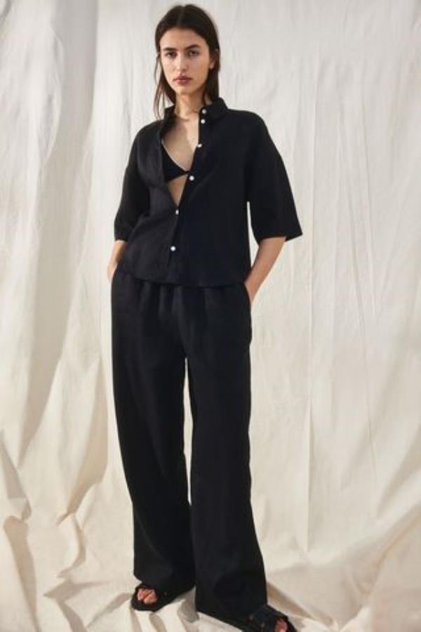 Ankle-Length Linen Trousers